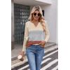 Zeagoo Women’s Waffle Shirts V Neck Long Sleeve Tops Color Block T-Shirts Casual Pullover Tunics 2025 Fashion Basic Tees(Beige/Gray/Terracotta)