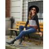 Zeagoo Women’s Waffle Shirts V Neck Long Sleeve Tops Color Block T-Shirts Casual Pullover Tunics 2025 Fashion Basic Tees(Black/Gray/Caramel)