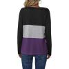Zeagoo Women’s Waffle Shirts V Neck Long Sleeve Tops Color Block T-Shirts Casual Pullover Tunics 2025 Fashion Basic Tees(Black/Gray/Purple)