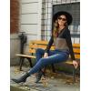 Zeagoo Women’s Waffle Shirts V Neck Long Sleeve Tops Color Block T-Shirts Casual Pullover Tunics 2025 Fashion Basic Tees(Black/Khaki/Deep Gray)