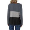 Zeagoo Women’s Waffle Shirts V Neck Long Sleeve Tops Color Block T-Shirts Casual Pullover Tunics 2025 Fashion Basic Tees(Charcoal/Gray/Black)