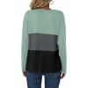 Zeagoo Women’s Waffle Shirts V Neck Long Sleeve Tops Color Block T-Shirts Casual Pullover Tunics 2025 Fashion Basic Tees(Mint/Charcoal/Black)