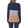 Zeagoo Women’s Waffle Shirts V Neck Long Sleeve Tops Color Block T-Shirts Casual Pullover Tunics 2025 Fashion Basic Tees(Navy Blue/Gray/Light Brown)