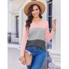 Zeagoo Women’s Waffle Shirts V Neck Long Sleeve Tops Color Block T-Shirts Casual Pullover Tunics 2025 Fashion Basic Tees(Pink/Gray/Charcoal)