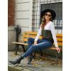 Zeagoo Women’s Waffle Shirts V Neck Long Sleeve Tops Color Block T-Shirts Casual Pullover Tunics 2025 Fashion Basic Tees(White/Army Green/Black)