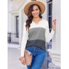 Zeagoo Women’s Waffle Shirts V Neck Long Sleeve Tops Color Block T-Shirts Casual Pullover Tunics 2025 Fashion Basic Tees(White/Gray/Charcoal)