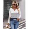 Zeagoo Women’s Waffle Shirts V Neck Long Sleeve Tops Color Block T-Shirts Casual Pullover Tunics 2025 Fashion Basic Tees(White/Gray/Navy Blue)