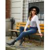 Zeagoo Women’s Waffle Shirts V Neck Long Sleeve Tops Color Block T-Shirts Casual Pullover Tunics 2025 Fashion Basic Tees(White/Gray/Navy Blue)