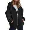 ZEAGOO Hoodies Women Zip Up Hoodie Oversized Sweatshirt Fleece Jackets Spring Fall Winter Coats 2026 Fashion(A-black)