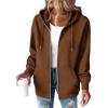 ZEAGOO Hoodies Women Zip Up Hoodie Oversized Sweatshirt Fleece Jackets Spring Fall Winter Coats 2026 Fashion(Brown)