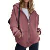 ZEAGOO Hoodies Women Zip Up Hoodie Oversized Sweatshirt Fleece Jackets Spring Fall Winter Coats 2026 Fashion(Dusty Pink)