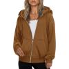 ZEAGOO Hoodies Women Zip Up Hoodie Oversized Sweatshirt Fleece Jackets Spring Fall Winter Coats 2026 Fashion(Light Brown Color)