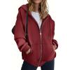 ZEAGOO Hoodies Women Zip Up Hoodie Oversized Sweatshirt Fleece Jackets Spring Fall Winter Coats 2026 Fashion(Wind Red)