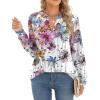 ZEAGOO Womens Spring Tops Henley V Neck Shirts Long Sleeve Pleated Blouses Dressy Casual Tunic 2026 Basic Tees(Colorful)