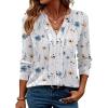 ZEAGOO Womens Spring Tops Henley V Neck Shirts Long Sleeve Pleated Blouses Dressy Casual Tunic 2026 Basic Tees(White)
