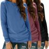 Zeagoo 3 Pack Long Sleeve Shirts for Women Casual Soft Crewneck Basic Tee Tops Fall Outfit Clothes(Black+blue+maroon)