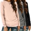 Zeagoo 3 Pack Long Sleeve Shirts for Women Casual Soft Crewneck Basic Tee Tops Fall Outfit Clothes(Black+grey+cream)