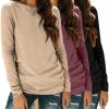 Zeagoo 3 Pack Long Sleeve Shirts for Women Casual Soft Crewneck Basic Tee Tops Fall Outfit Clothes(Black+maroon+cream)