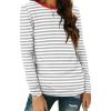 Zeagoo 3 Pack Long Sleeve Shirts for Women Casual Soft Crewneck Basic Tee Tops Fall Outfit Clothes(Stripe Grey White(1 Piece))