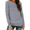 Zeagoo 3 Pack Long Sleeve Shirts for Women Casual Soft Crewneck Basic Tee Tops Fall Outfit Clothes(Stripe Navy White(1 Piece))