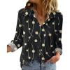 Zeagoo Blouse for Women Dressy Long Sleeve Button Down Shirts Business Casual Outfit Lightweight Solid/Printed Tops(Geometric Black 601)