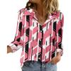 Zeagoo Blouse for Women Dressy Long Sleeve Button Down Shirts Business Casual Outfit Lightweight Solid/Printed Tops(Geometric Pink 603)