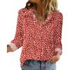 Zeagoo Blouse for Women Dressy Long Sleeve Button Down Shirts Business Casual Outfit Lightweight Solid/Printed Tops(Polka Dot Red 590)