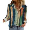 Zeagoo Blouse for Women Dressy Long Sleeve Button Down Shirts Business Casual Outfit Lightweight Solid/Printed Tops(Stripes Multicolor 289)