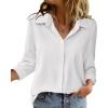 Zeagoo Blouse for Women Dressy Long Sleeve Button Down Shirts Business Casual Outfit Lightweight Solid/Printed Tops(Z White)