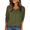 Zeagoo Fall Tops for Women Long Sleeve Shirts Casual Cotton Blouses 2025 Dressy Pleated Tunics(Army Green)