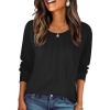 Zeagoo Fall Tops for Women Long Sleeve Shirts Casual Cotton Blouses 2025 Dressy Pleated Tunics(Black)