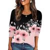 Zeagoo Fall Tops for Women Long Sleeve Shirts Casual Cotton Blouses 2025 Dressy Pleated Tunics(Black&pink)