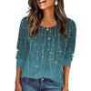 Zeagoo Fall Tops for Women Long Sleeve Shirts Casual Cotton Blouses 2025 Dressy Pleated Tunics(Blue Green)
