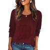 Zeagoo Fall Tops for Women Long Sleeve Shirts Casual Cotton Blouses 2025 Dressy Pleated Tunics(Burgundy)