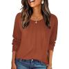 Zeagoo Fall Tops for Women Long Sleeve Shirts Casual Cotton Blouses 2025 Dressy Pleated Tunics(Caramel)