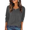 Zeagoo Fall Tops for Women Long Sleeve Shirts Casual Cotton Blouses 2025 Dressy Pleated Tunics(Dark Grey)