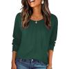 Zeagoo Fall Tops for Women Long Sleeve Shirts Casual Cotton Blouses 2025 Dressy Pleated Tunics(Deep Green)