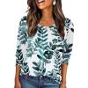 Zeagoo Fall Tops for Women Long Sleeve Shirts Casual Cotton Blouses 2025 Dressy Pleated Tunics(Leaf Print)