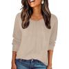 Zeagoo Fall Tops for Women Long Sleeve Shirts Casual Cotton Blouses 2025 Dressy Pleated Tunics(Light Khaki)