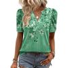 Zeagoo Women Blouses Puff Short Sleeve Tops V Neck Dressy Casual Spring Shirts Boho Floral Cute Clothes 2026(Bf180-green Flowers)