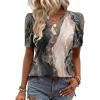 Zeagoo Women Blouses Puff Short Sleeve Tops V Neck Dressy Casual Spring Shirts Boho Floral Cute Clothes 2026(Cx278-multicolored)
