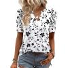 Zeagoo Women Blouses Puff Short Sleeve Tops V Neck Dressy Casual Spring Shirts Boho Floral Cute Clothes 2026(Sf291-white)