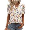 Zeagoo Women Blouses Puff Short Sleeve Tops V Neck Dressy Casual Spring Shirts Boho Floral Cute Clothes 2026(Wf109-apricot)