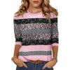 Zeagoo Women’s Casual 3/4 Sleeve T-Shirts Round Neck Cute Tunic Tops Basic Tees Blouses Business Work Tee Top(Pink Stripe-tz245)