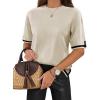 Zeagoo Womens Knit Short Sleeve Tops Summer Pullover Blouse Basic Casual Shirt(Apricot)