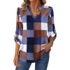 Zeagoo Womens Roll Up Long Sleeve Tops V Neck Shirts Dressy Casual Work Blouses S-2XL(Jh495)