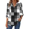 Zeagoo Womens Roll Up Long Sleeve Tops V Neck Shirts Dressy Casual Work Blouses S-2XL(Jh498)