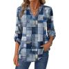 Zeagoo Womens Roll Up Long Sleeve Tops V Neck Shirts Dressy Casual Work Blouses S-2XL(Jh510)