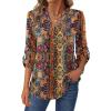 Zeagoo Womens Roll Up Long Sleeve Tops V Neck Shirts Dressy Casual Work Blouses S-2XL(Mz721)