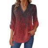 Zeagoo Womens Roll Up Long Sleeve Tops V Neck Shirts Dressy Casual Work Blouses S-2XL(Mz838)